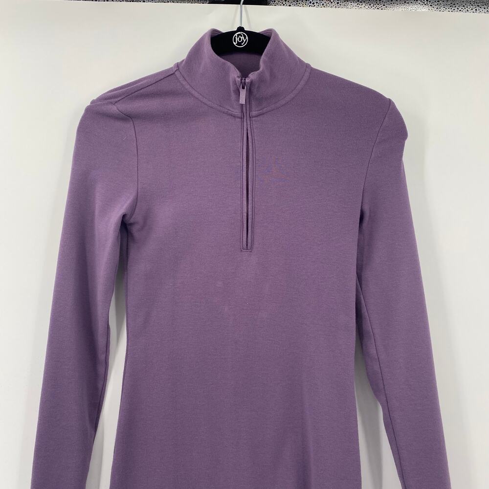 Aritzia Sunday Best Half Zip Mini Dress Long Sleeve Bodycon Violet Purple XXS - Picture 5 of 10